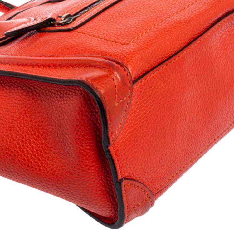 Pre Owned Céline Orange Leather Nano Luggage Tote