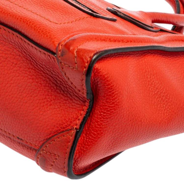 Pre Owned Céline Orange Leather Nano Luggage Tote