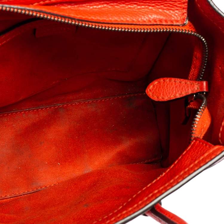 Pre Owned Céline Orange Leather Nano Luggage Tote
