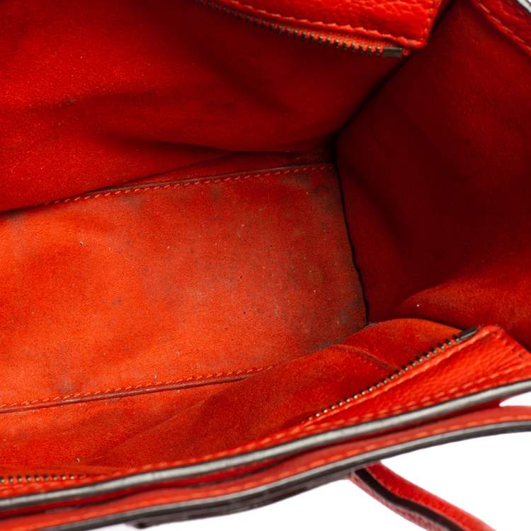 Pre Owned Céline Orange Leather Nano Luggage Tote