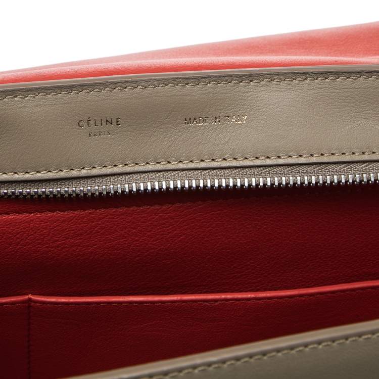 Pre Owned Celine Tricolor Leather and Suede Medium Trapeze Bag