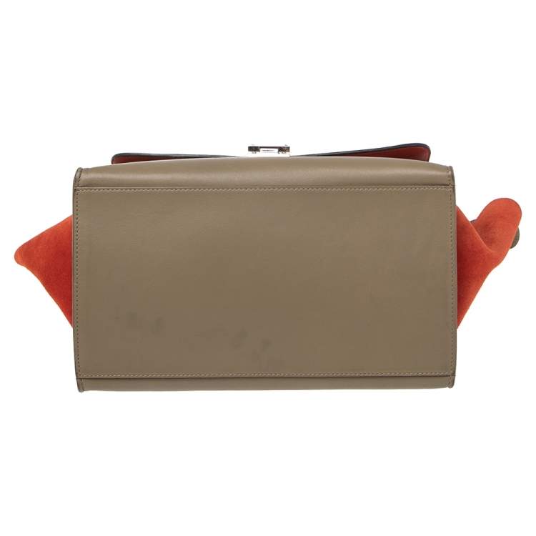 Pre Owned Celine Tricolor Leather and Suede Medium Trapeze Bag
