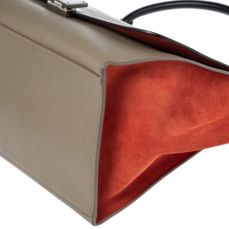 Pre Owned Celine Tricolor Leather and Suede Medium Trapeze Bag