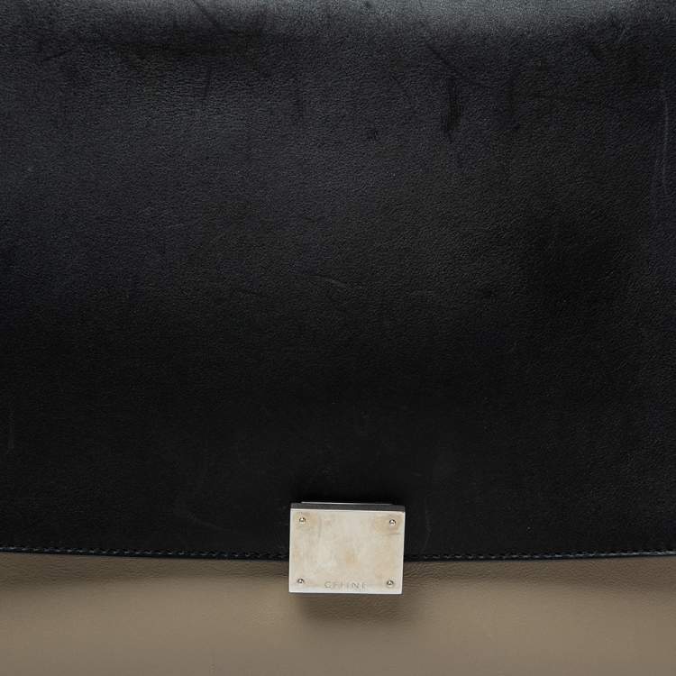 Pre Owned Celine Tricolor Leather and Suede Medium Trapeze Bag