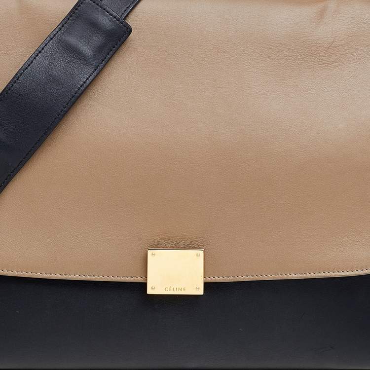 Pre Owned Celine Multicolor Leather And Suede Medium Trapeze Top Handle Bag
