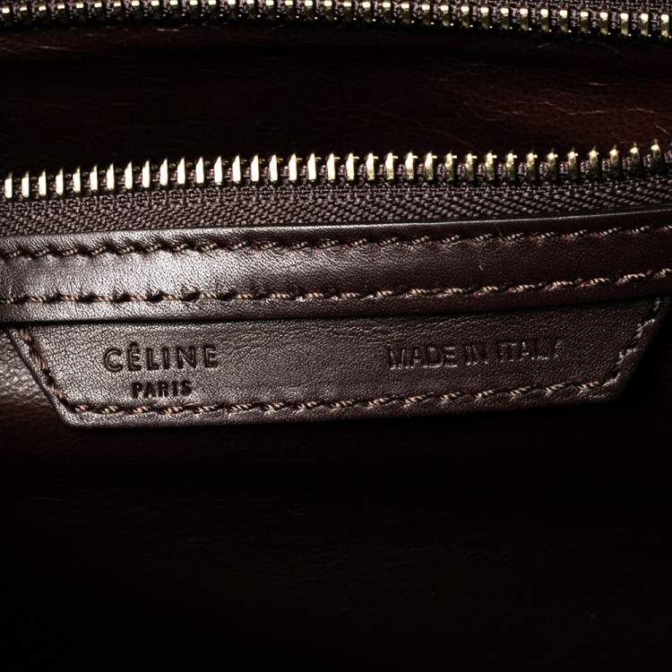 Pre Owned Celine Green/Brown Canvas and Leather Micro Luggage Tote