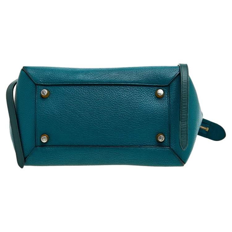 Pre Owned Celine Green Leather Small Belt Top Handle Bag