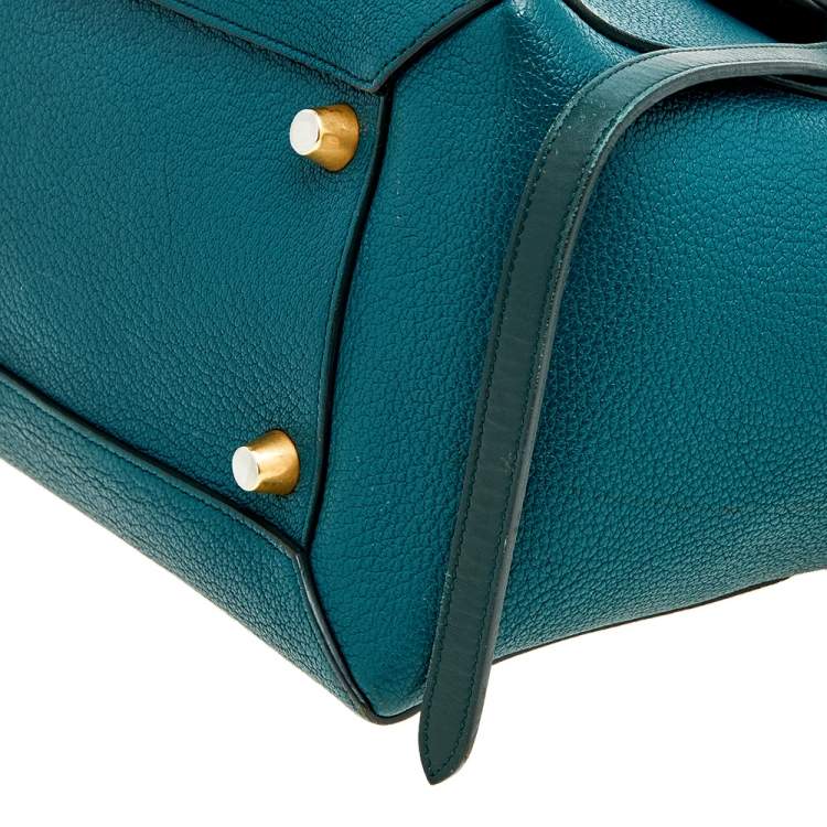 Pre Owned Celine Green Leather Small Belt Top Handle Bag