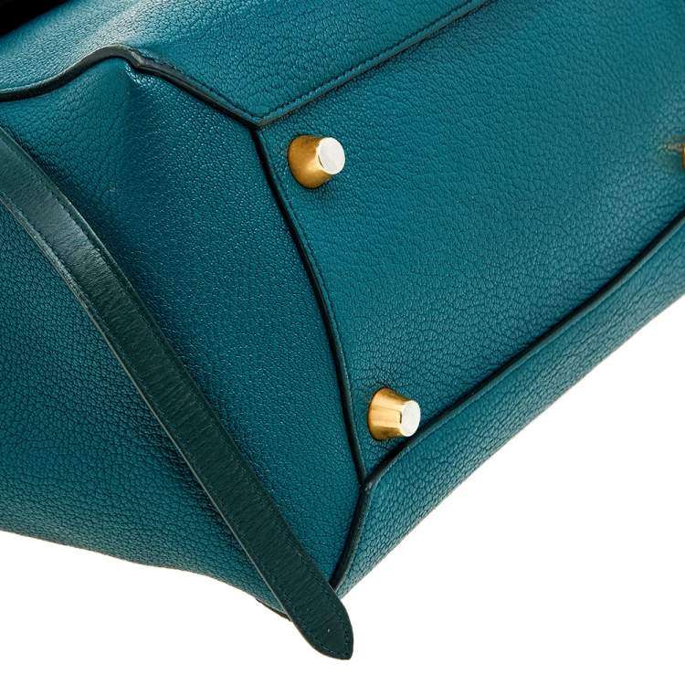 Pre Owned Celine Green Leather Small Belt Top Handle Bag