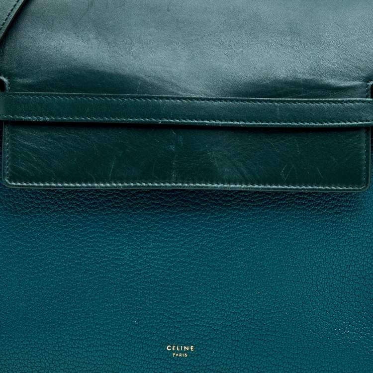 Pre Owned Celine Green Leather Small Belt Top Handle Bag