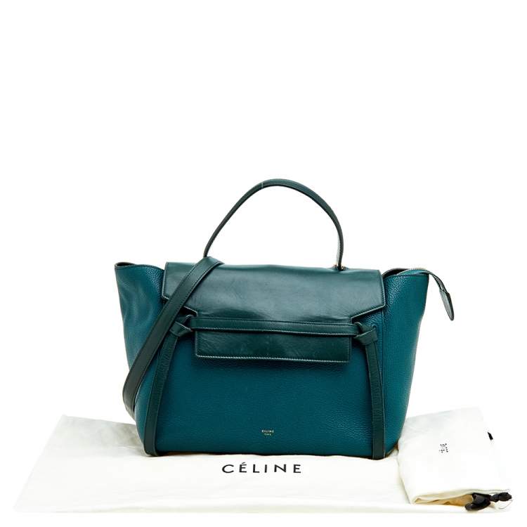 Pre Owned Celine Green Leather Small Belt Top Handle Bag