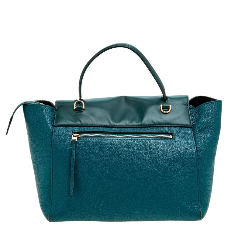 Pre Owned Celine Green Leather Small Belt Top Handle Bag