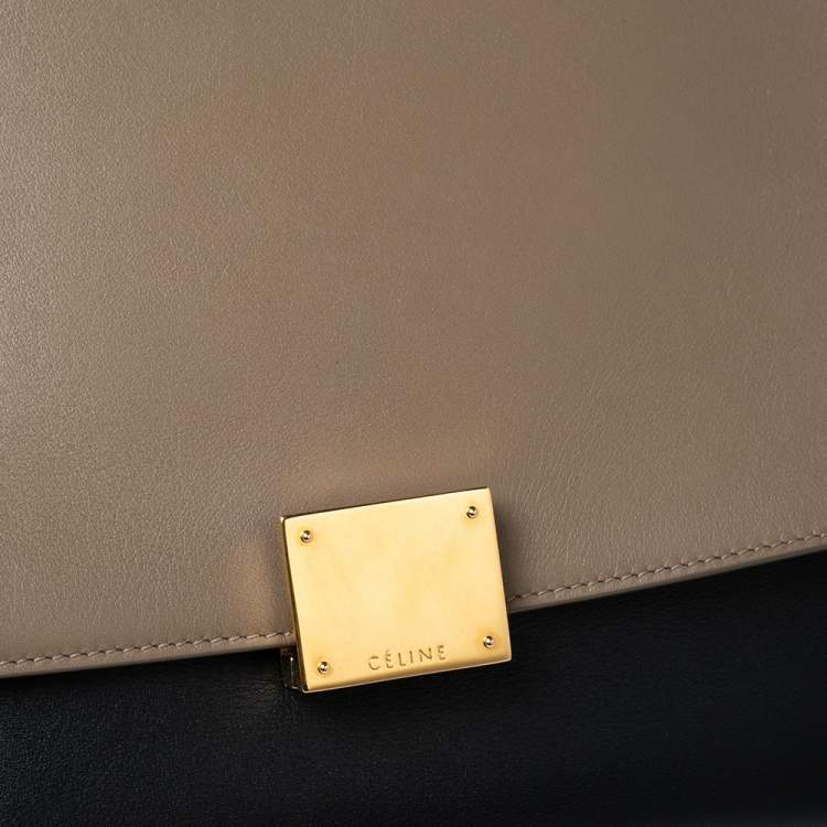 Pre Owned Celine Tri Color Leather and Suede Mini Trapeze Top Handle Bag