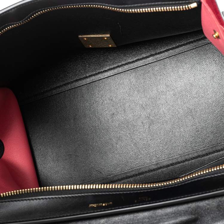 Pre Owned Celine Tri Color Leather and Suede Mini Trapeze Top Handle Bag