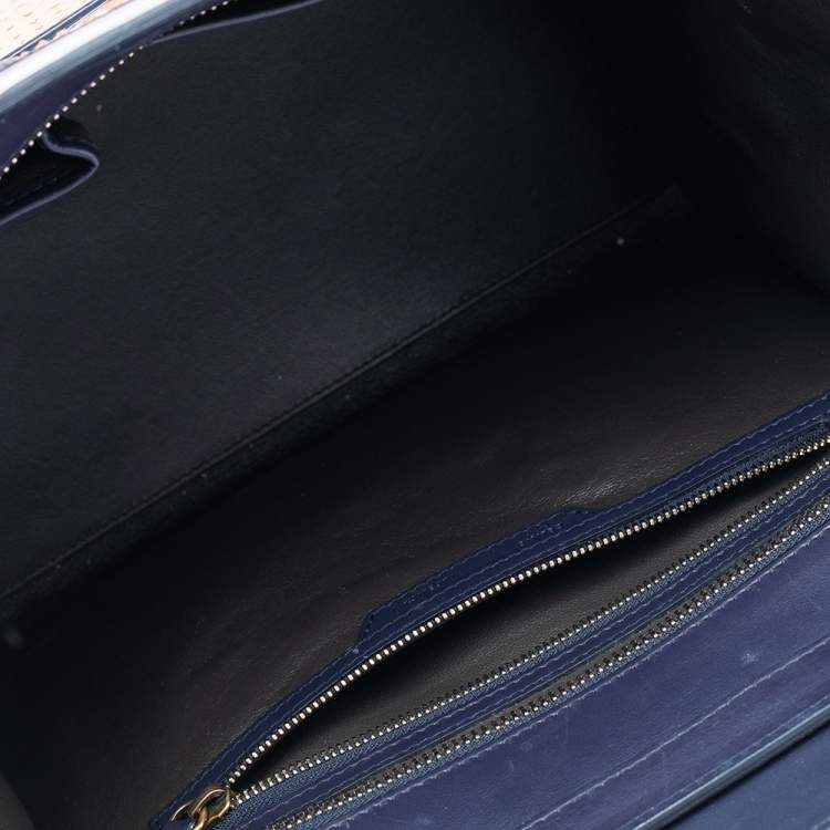 Pre Owned Celine Tri Color Python And Leather Mini Luggage Tote