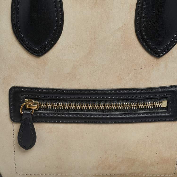 Pre Owned Celine Tri Color Leather and Nubuck Leather Mini Luggage Tote