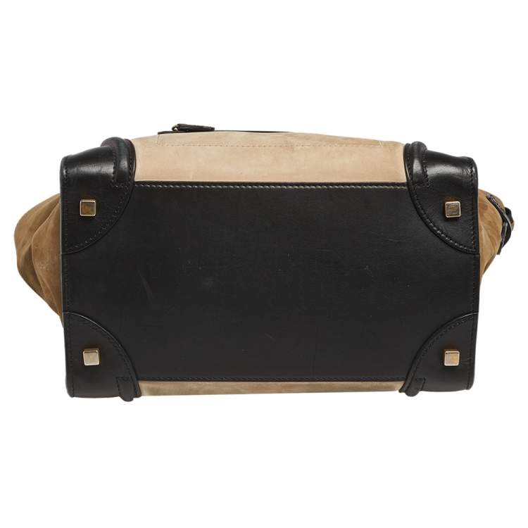 Pre Owned Celine Tri Color Leather and Nubuck Leather Mini Luggage Tote