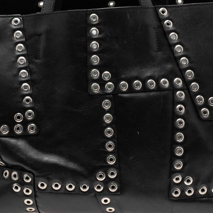 Pre Owned Celine Black Leather Grommet Cabas Tote