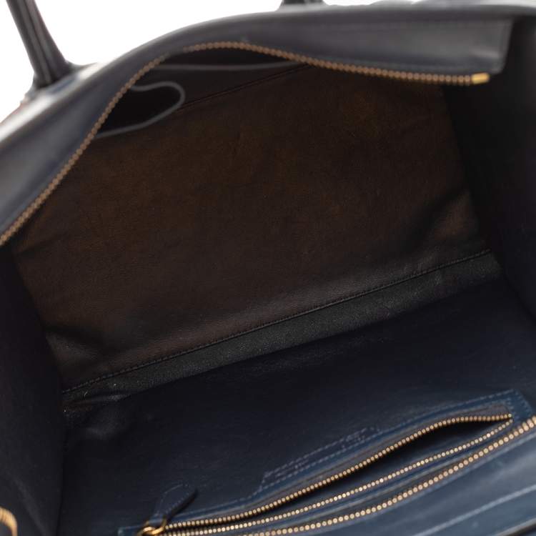 Pre Owned Celine Tricolor Leather and Nubuck Leather Mini Luggage Tote