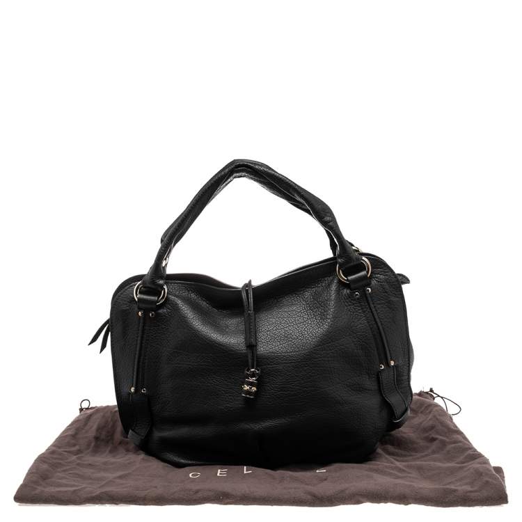 Pre Owned Celine Black Leather Medium Bittersweet Hobo
