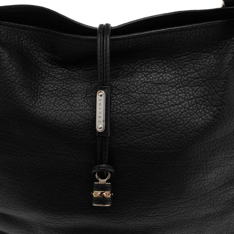 Pre Owned Celine Black Leather Medium Bittersweet Hobo