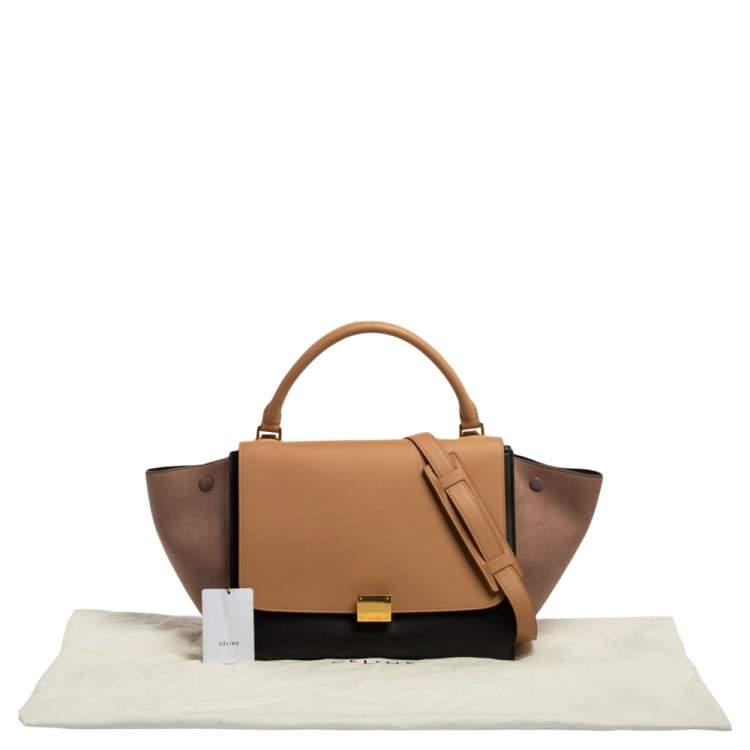Pre Owned Celine Tri Color Leather Medium Trapeze Bag