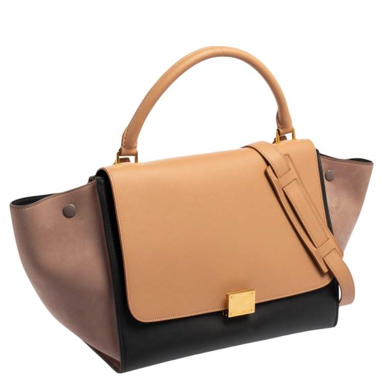 Pre Owned Celine Tri Color Leather Medium Trapeze Bag