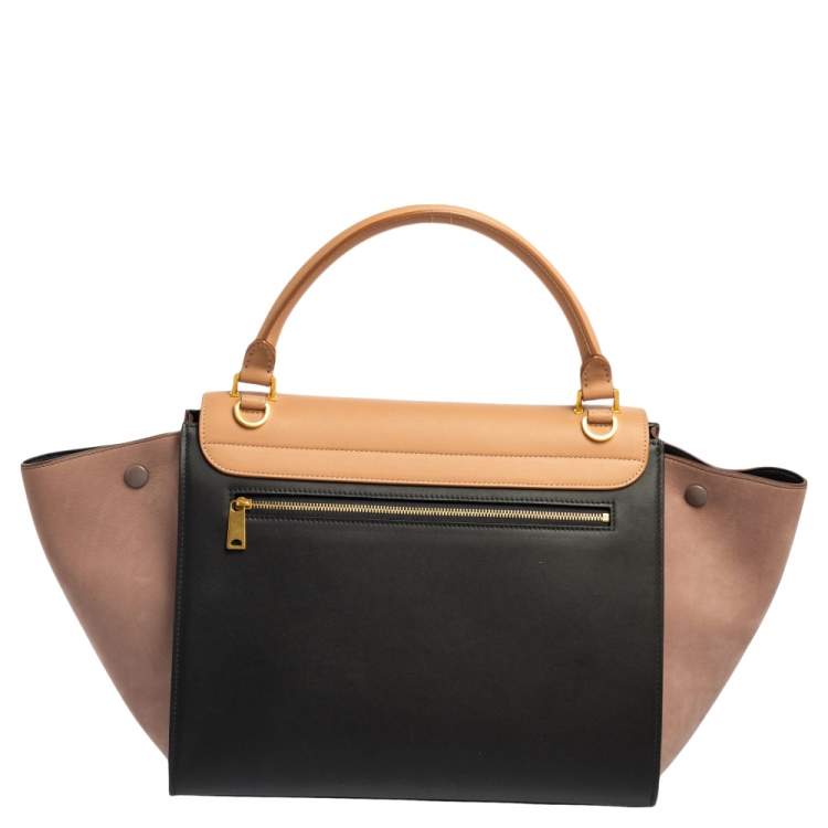 Pre Owned Celine Tri Color Leather Medium Trapeze Bag