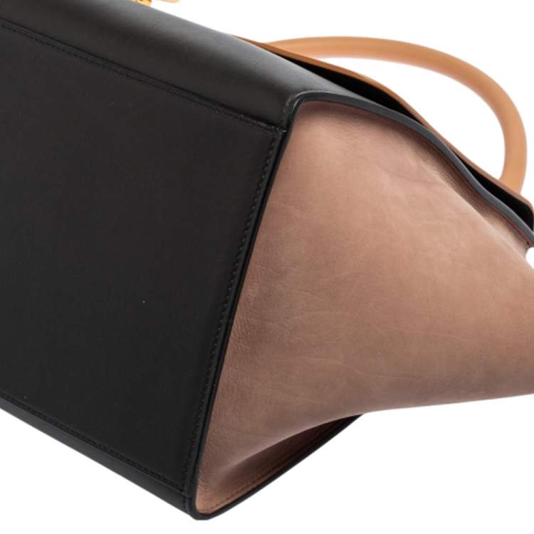 Pre Owned Celine Tri Color Leather Medium Trapeze Bag