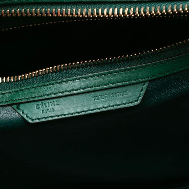 Pre Owned Celine Green Snakeskin Mini Luggage Tote 