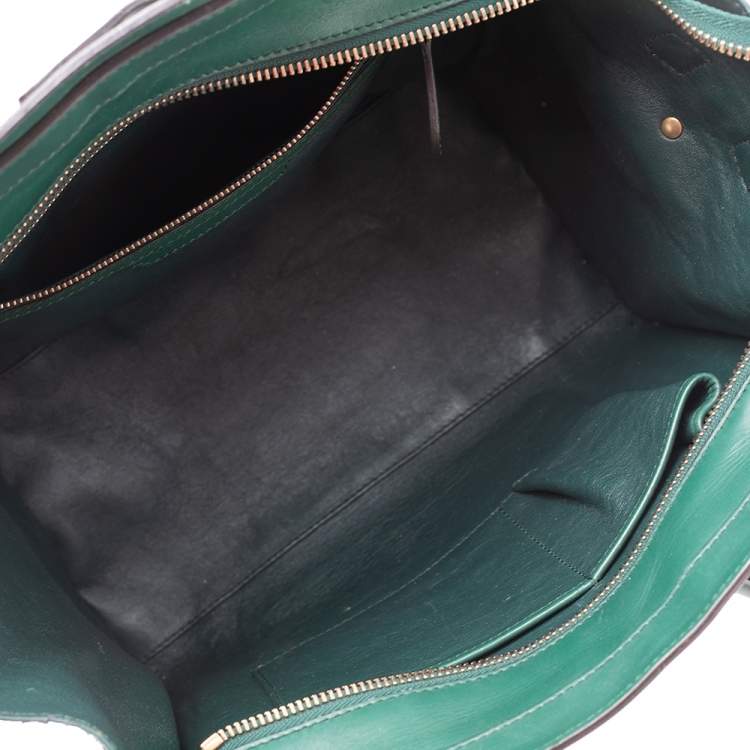 Pre Owned Celine Green Snakeskin Mini Luggage Tote 