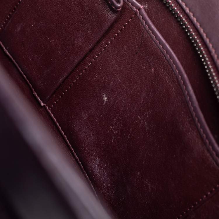 Pre Owned Celine Maroon Leather Micro Luggage Tote