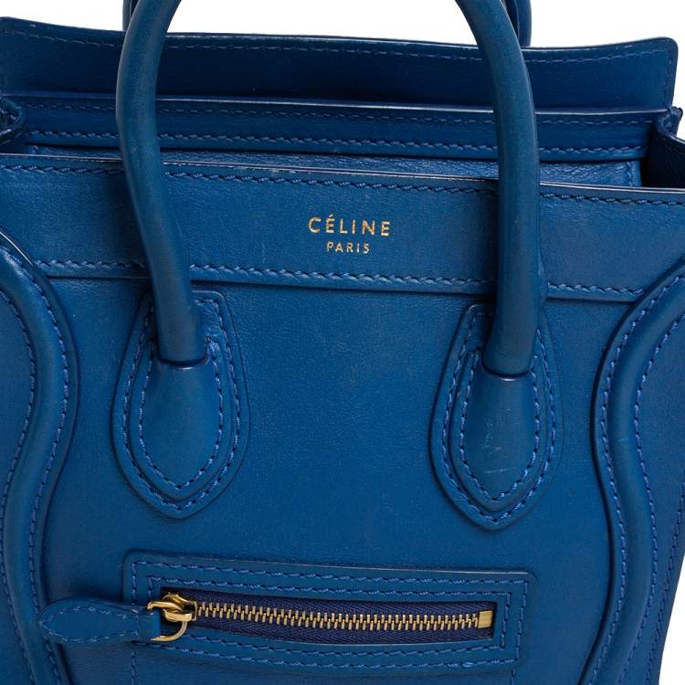 Pre Owned Celine Blue Leather Nano Luggage Tote