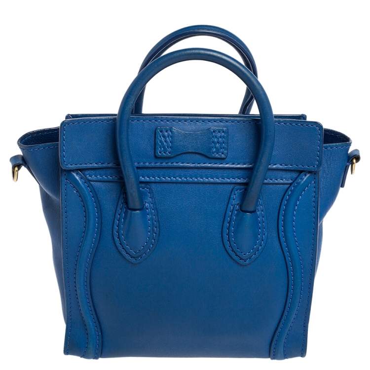 Pre Owned Celine Blue Leather Nano Luggage Tote
