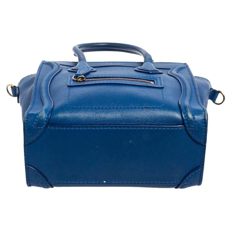 Pre Owned Celine Blue Leather Nano Luggage Tote