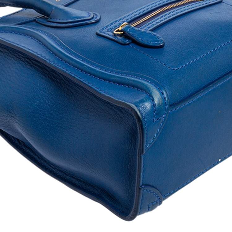 Pre Owned Celine Blue Leather Nano Luggage Tote