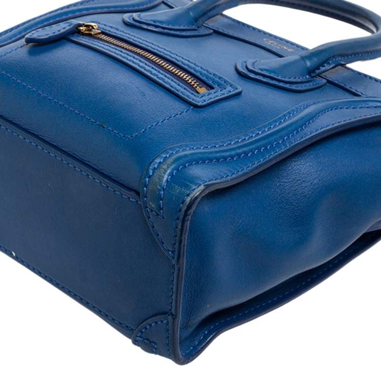 Pre Owned Celine Blue Leather Nano Luggage Tote