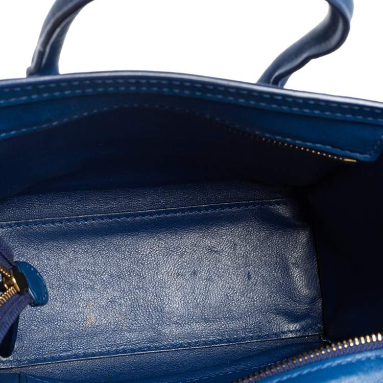 Pre Owned Celine Blue Leather Nano Luggage Tote