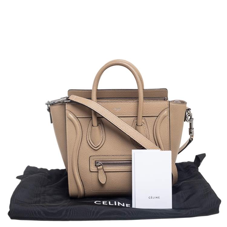Pre Owned Céline Beige Leather Nano Luggage Tote