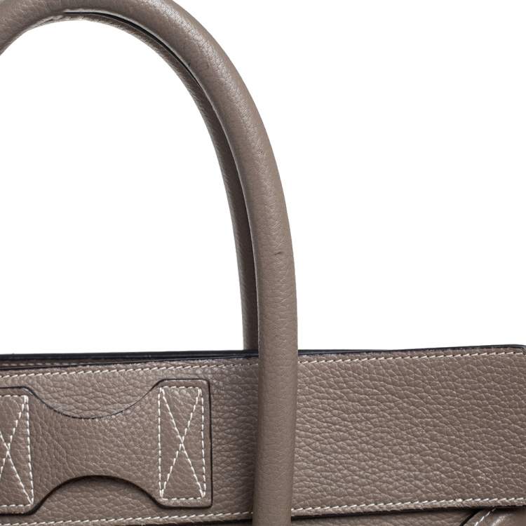 Pre Owned Celine Dark Beige Leather Mini Luggage Tote
