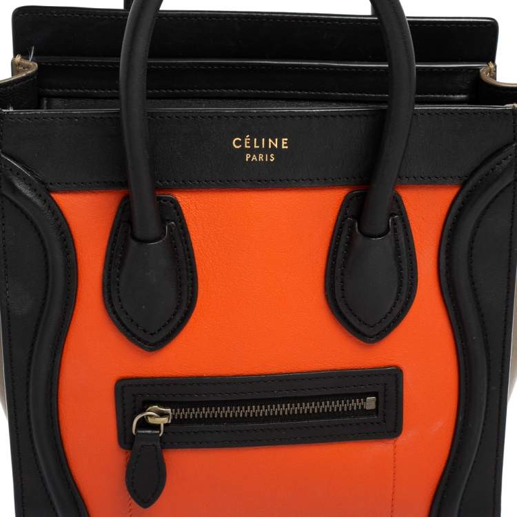 Pre Owned Céline Multicolor Leather Nano Luggage Tote