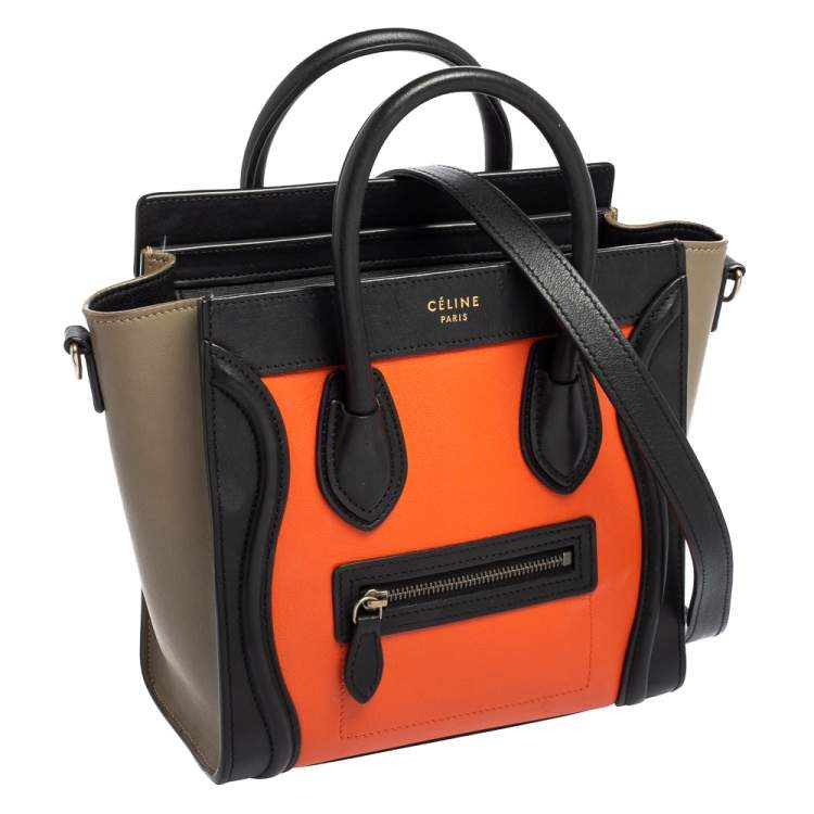 Pre Owned Céline Multicolor Leather Nano Luggage Tote