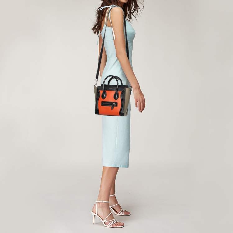 Pre Owned Céline Multicolor Leather Nano Luggage Tote