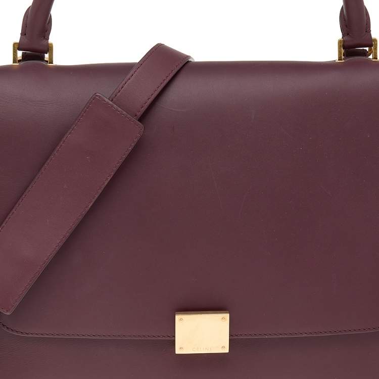 Pre Owned Celine Burgundy/Blue Leather And Suede Medium Trapeze Bag