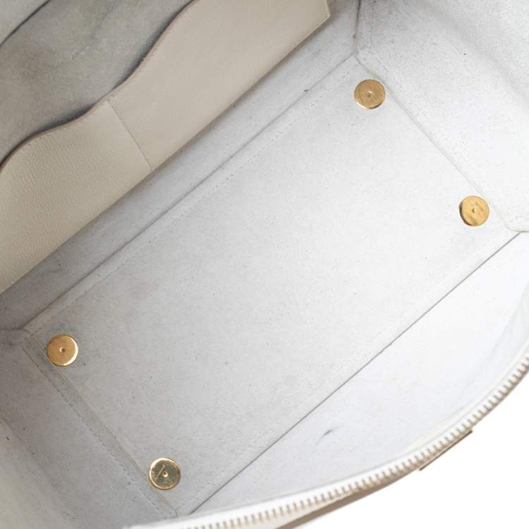 Pre Owned Celine Off White Leather Mini Belt Top Handle Bag