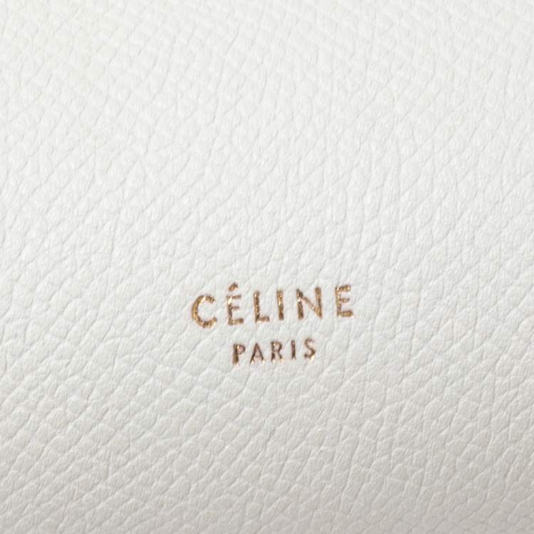Pre Owned Celine Off White Leather Mini Belt Top Handle Bag