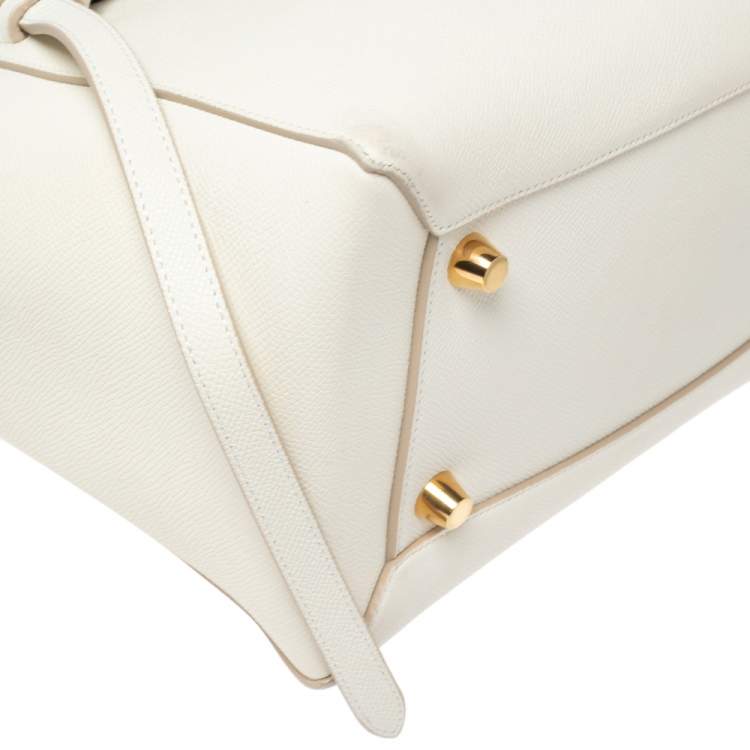 Pre Owned Celine Off White Leather Mini Belt Top Handle Bag