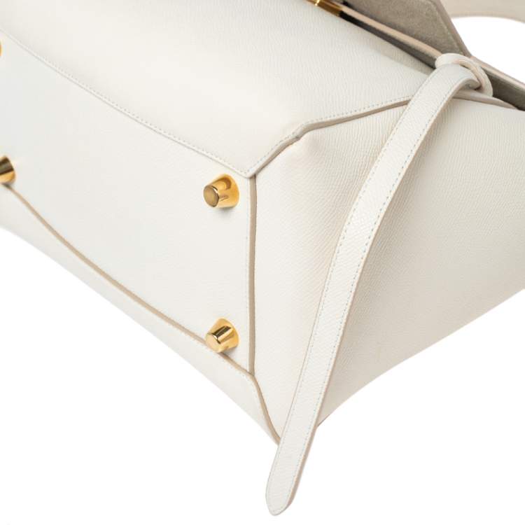 Pre Owned Celine Off White Leather Mini Belt Top Handle Bag