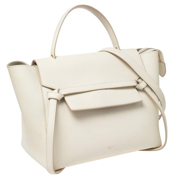 Pre Owned Celine Off White Leather Mini Belt Top Handle Bag