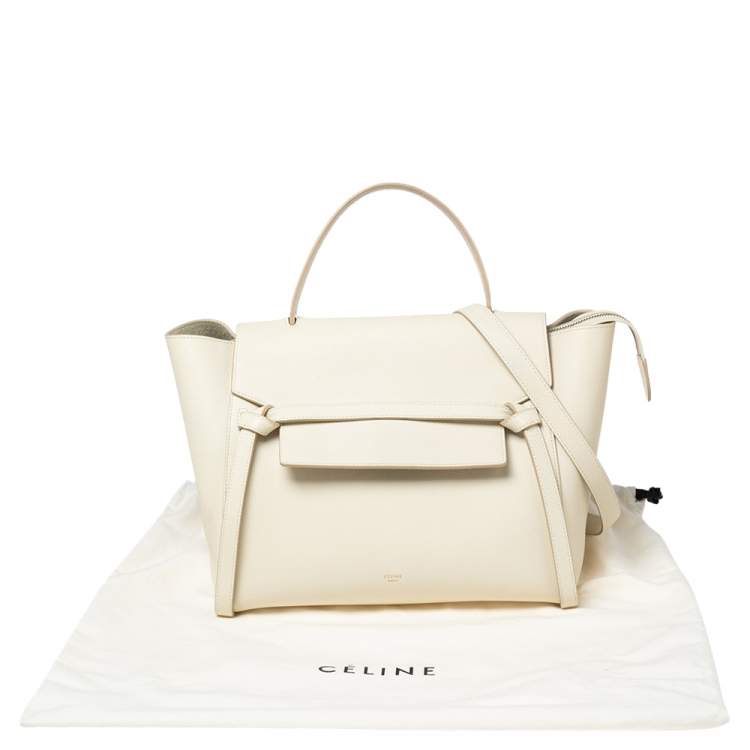 Pre Owned Celine Off White Leather Mini Belt Top Handle Bag